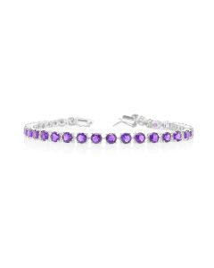8.72 Cts African Amethyst Tennis Bracelet in 925 Sterling Silver