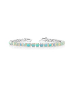 8.36 Cts White Opal Tennis Bracelet in 925 Sterling Silver
