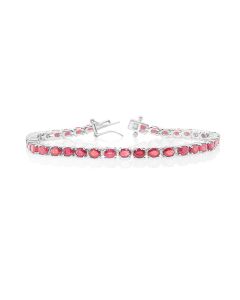 9.35 Cts Ruby Tennis Bracelet in 925 Sterling Silver