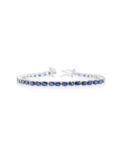 10.94 Cts Blue Sapphire Tennis Bracelet in 925 Sterling Silver