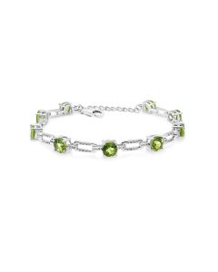 8.32 Cts Peridot and White Zircon Tennis Bracelet in 925 Sterling Silver
