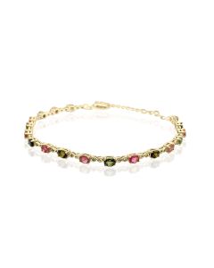 3.07 Cts Multi Tourmaline Tennis Bracelet in 925 Sterling Silver