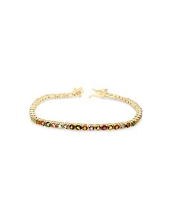 6.02 Cts Multi Tourmaline Tennis Bracelet in 925 Sterling Silver