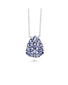 2.56 Cts Tanzanite and White Zircon Cluster Necklace in 925 Sterling Silver