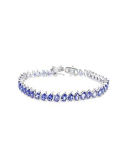 18.83 Cts Tanzanite Tennis Bracelet in 925 Sterling Silver