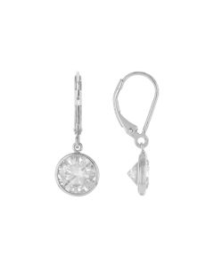 4 DEW White Moissanite Dangle Earring in Platinum Plated 925 Silver