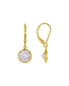 4 DEW White Moissanite Dangle Earring in Yellow Gold Plated 925 Silver