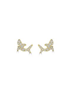 0.26 Cts White Diamond FISH Earring in 14K Yellow Gold