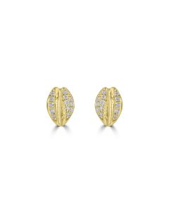 0.20 Cts White Diamond LIPS Earring in 14K Yellow Gold