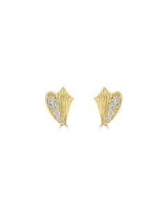 0.05 Cts White Diamond WHELK SHELL Earring in 14K Yellow Gold