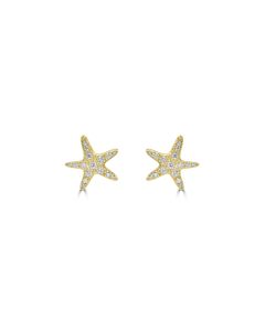 0.37 Cts White Diamond STARFISH Earring in 14K Yellow Gold