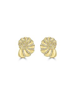 0.83 Cts White Diamond ROUND SHELL Earring in 14K Yellow Gold