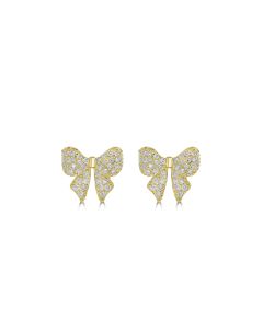 0.40 Cts White Diamond BOW Earring in 14K Yellow Gold