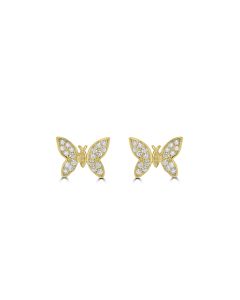 0.17 Cts White Diamond BUTTERFLY Earring in 14K Yellow Gold