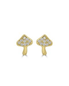 0.08 Cts White Diamond MUSHROOM Earring in 14K Yellow Gold