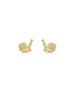 0.01 Cts White Diamond SNAIL Earring in 14K Yellow Gold