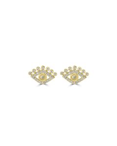 0.30 Cts White Diamond EYE Earring in 14K Yellow Gold