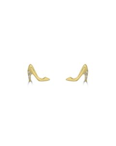 0.03 Cts White Diamond HEEL Earring in 14K Yellow Gold
