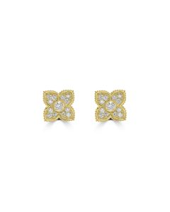 0.41 Cts White Diamond FLOWER Earring in 14K Yellow Gold