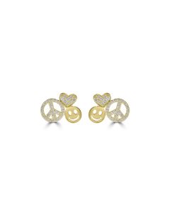 0.35 Cts White Diamond PEACE MISC. Earring in 14K Yellow Gold