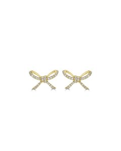 0.24 Cts White Diamond BOW Earring in 14K Yellow Gold