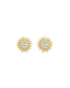 0.36 Cts White Diamond SUN Earring in 14K Yellow Gold