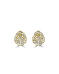 0.32 Cts White Diamond LADYBUG Earring in 14K Yellow Gold