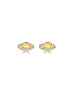 0.11 Cts White Diamond SATURN Earring in 14K Yellow Gold