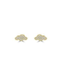 0.19 Cts White Diamond CLOUD Earring in 14K Yellow Gold