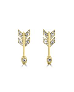 0.24 Cts White Diamond HORSESHOE Earring in 14K Yellow Gold