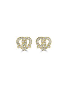 0.21 Cts White Diamond PRETZEL Earring in 14K Yellow Gold