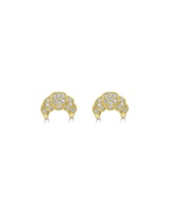 0.19 Cts White Diamond CROISSANT Earring in 14K Yellow Gold