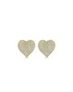 0.67 Cts White Diamond HEART Earring in 14K Yellow Gold