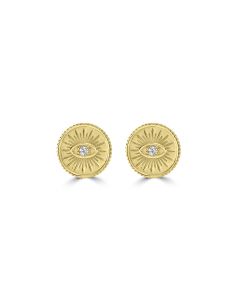 0.04 Cts White Diamond CIRCLE EYE Earring in 14K Yellow Gold