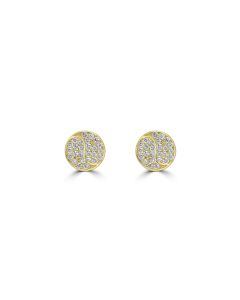 0.22 Cts White Diamond YIN YANG Earring in 14K Yellow Gold