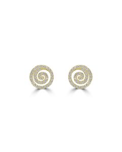 0.39 Cts White Diamond SPIRAL Earring in 14K Yellow Gold
