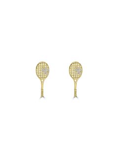 0.06 Cts White Diamond TENNIS Earring in 14K Yellow Gold