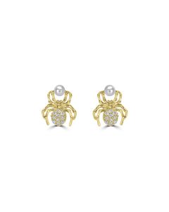 0.33 Cts White Diamond SPIDER Earring in 14K Yellow Gold