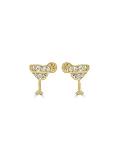 0.16 Cts White Diamond MARGARITA Earring in 14K Yellow Gold