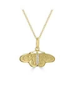 0.02 Cts White Diamond BUTTERFLY Pendant in 14K Yellow Gold