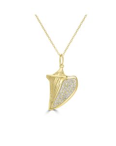 0.21 Cts White Diamond WHELK SHELL Pendant in 14K Yellow Gold