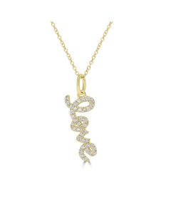 0.19 Cts White Diamond "LOVE" Pendant in 14K Yellow Gold