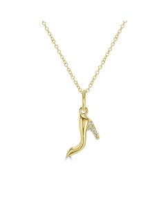 0.02 Cts White Diamond HEEL Pendant in 14K Yellow Gold