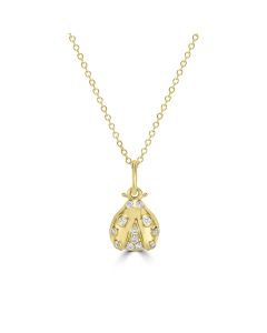 0.07 Cts White Diamond LADYBUG Pendant in 14K Yellow Gold