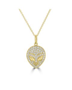 0.25 Cts White Diamond ALIEN Pendant in 14K Yellow Gold