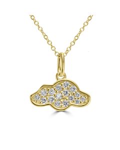 0.18 Cts White Diamond CLOUD Pendant in 14K Yellow Gold
