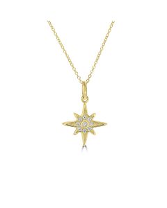 0.06 Cts White Diamond  STAR Pendant in 14K Yellow Gold