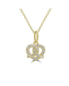 0.11 Cts White Diamond PRETZEL Pendant in 14K Yellow Gold