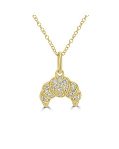 0.09 Cts White Diamond CROISSANT  Pendant in 14K Yellow Gold