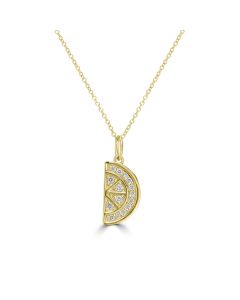 0.13 Cts White Diamond LIME Pendant in 14K Yellow Gold